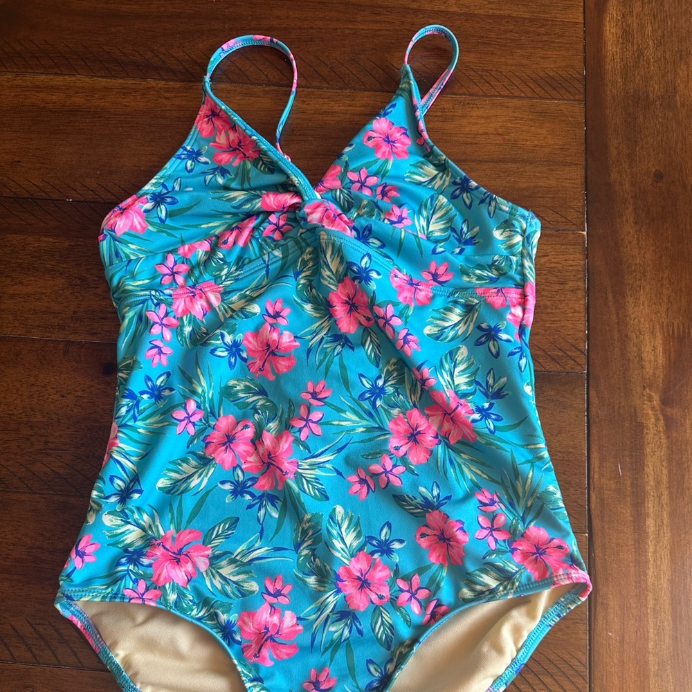 Lands’ End Floral Bathing Suit. kids size XL